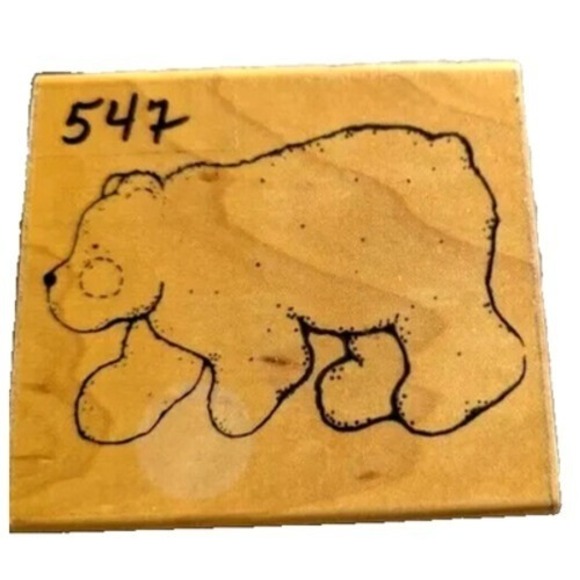 Dots Big Bear Q202 Rubber Stamp Wood #C63 - Picture 4 of 4